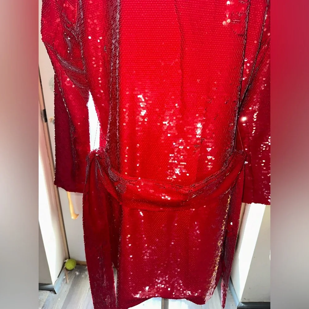 Red Sequin Coat/Dress - Picture 2 of 3